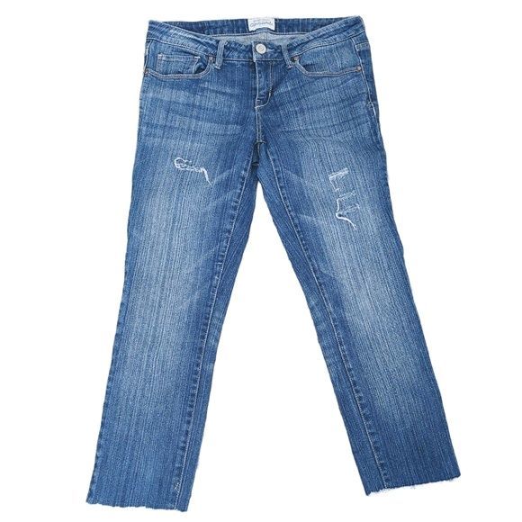 Aeropostale Ashley Ultra Skinny 5/6 Distressed Ankle/Cropped Denim Blue Jeans - Picture 1 of 12